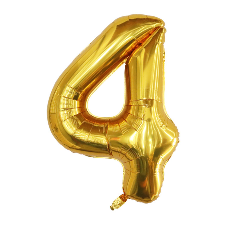 Шар-цифра 4 фольгир., золото, 100 см, 118615